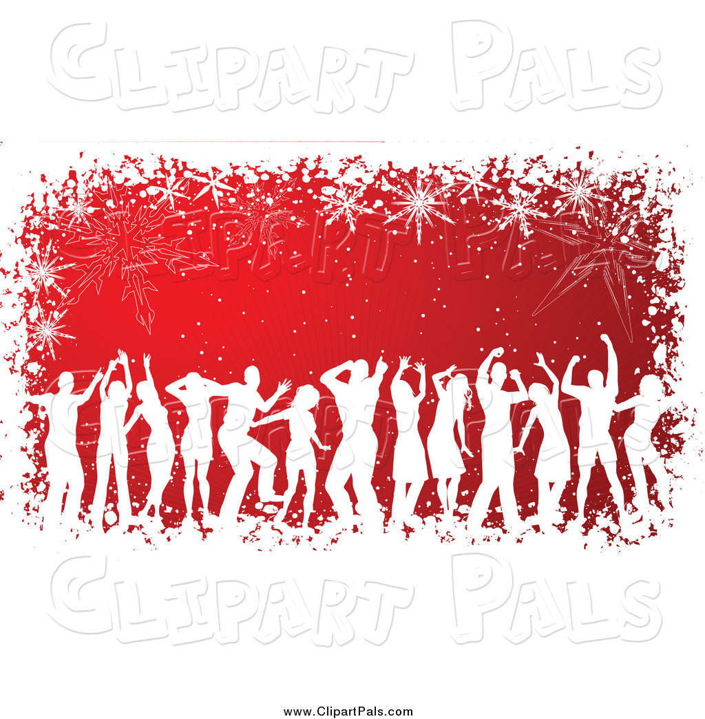 Pal Clipart Of White Silhouetted Dancers Against Red With A Grungy    