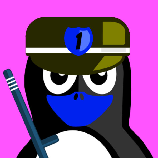 Penguin Police Officer Holding A Stick Looking Serious Vector Clip Art