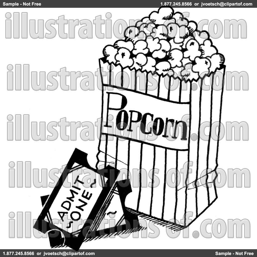 Popcorn Clipart Black And White Royalty Free Rf Popcorn Clipart