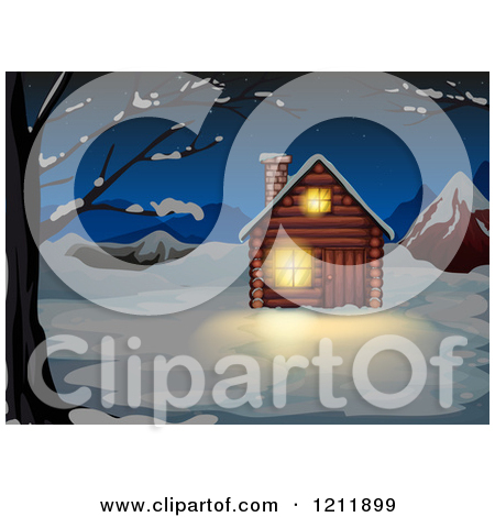 Snow Log Cabin Clipart Cartoon Of A Winter Log Cabin