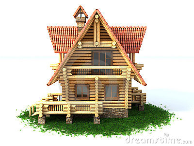 Snowy Log Cabin Clip Art Log House 3d Illustration
