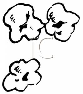 Three Popcorn Pieces   Royalty Free Clipart Picture