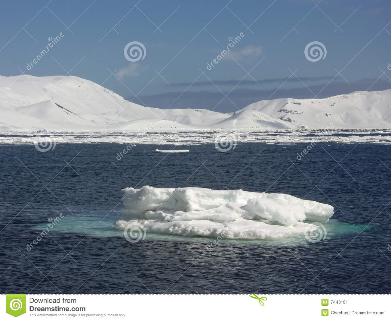 View Of A Small Iceberg Or Chunk Of Floating Ice With Frozen