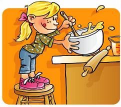 Young Girl Cooking Clipart