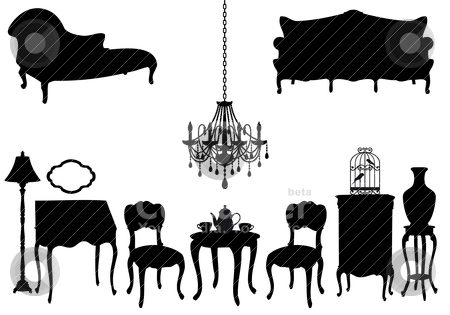 Antique Furniture Vector Stock Vector Clipart Living Room With    