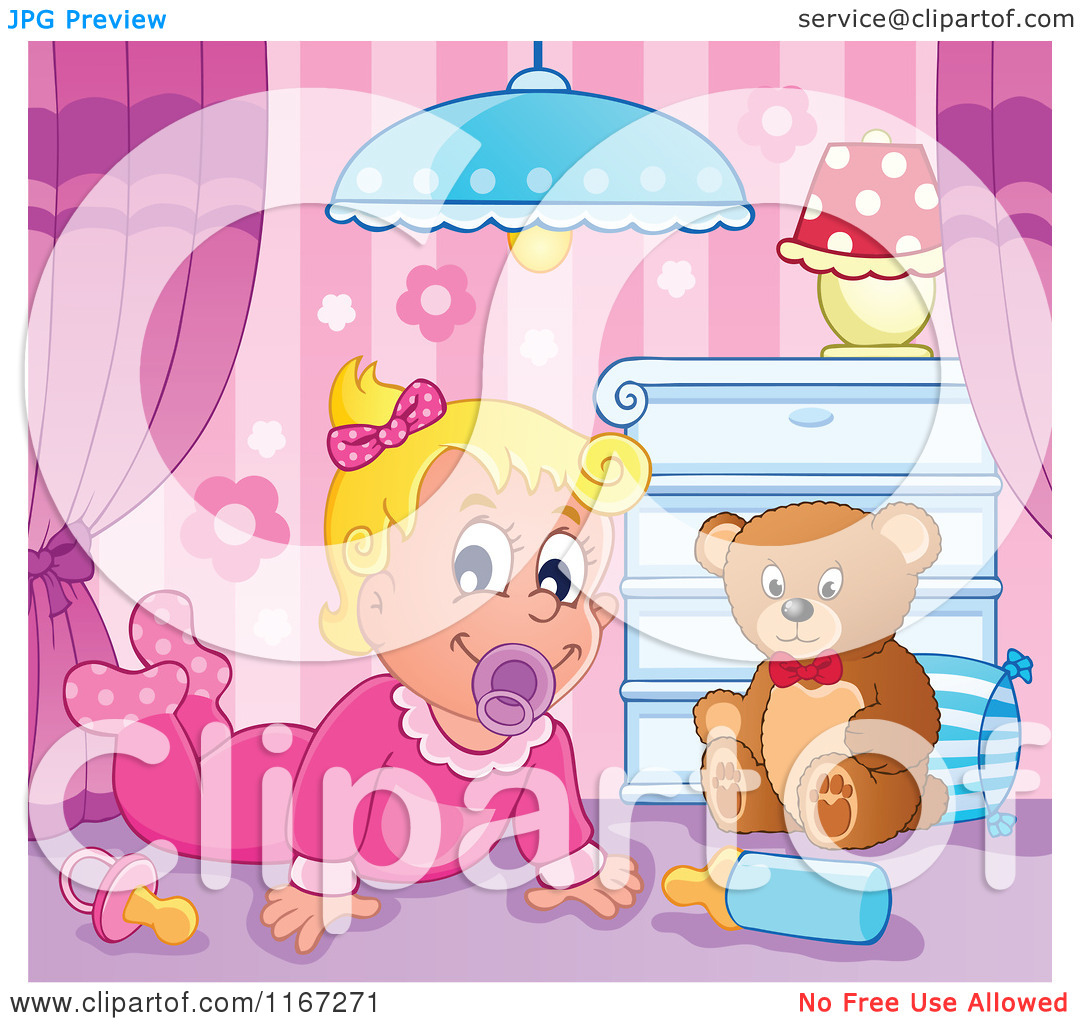 Baby Nursery Clipart Cartoon Of A Happy Baby Girl