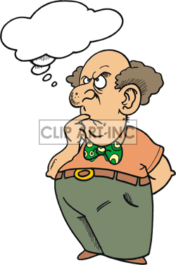 Bald Man Wearing A Green Bow Tie Wondering About Something Clipart    