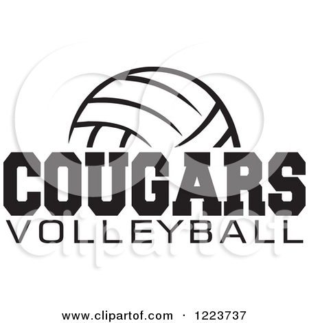 Black And White Ball With Cougars Volleyball Text By Johnny Sajem