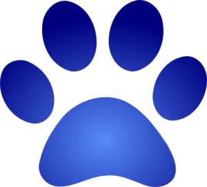 Blue Paw Print With Gradient Clip Art