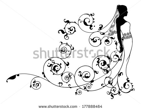 Bride Bridal Dress Silhouette Abstract Illustration Of A Bride On Her