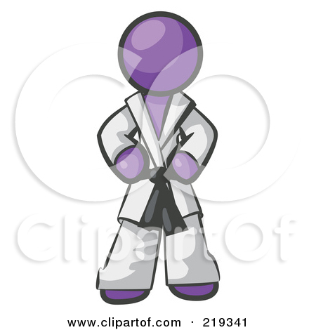 Clipart Illustration Of A Tough Purple Man In A White Karate Suit And