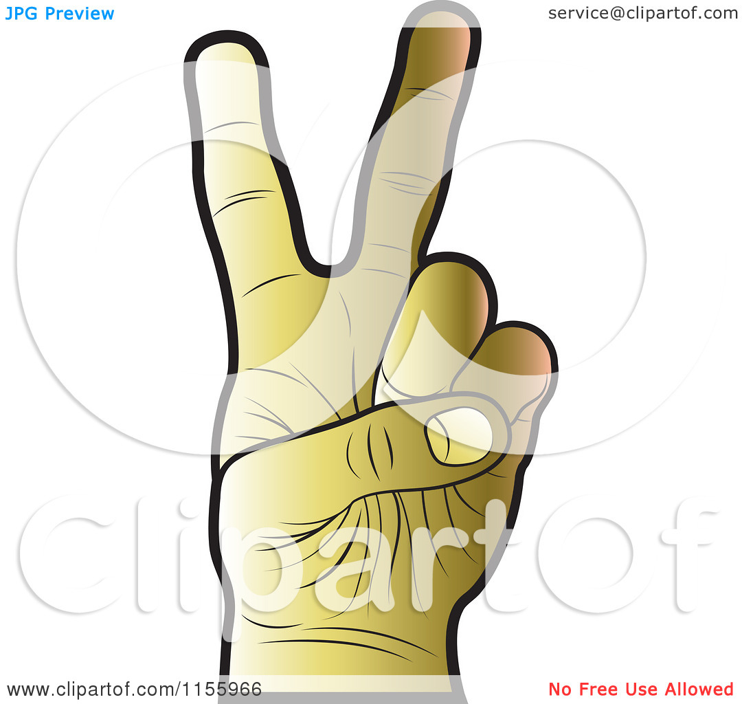 Clipart Of A Gold Victory Hand   Royalty Free Vector Illustration By