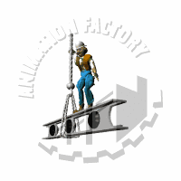 Construction Worker Riding Steel Beam Animated Clipart