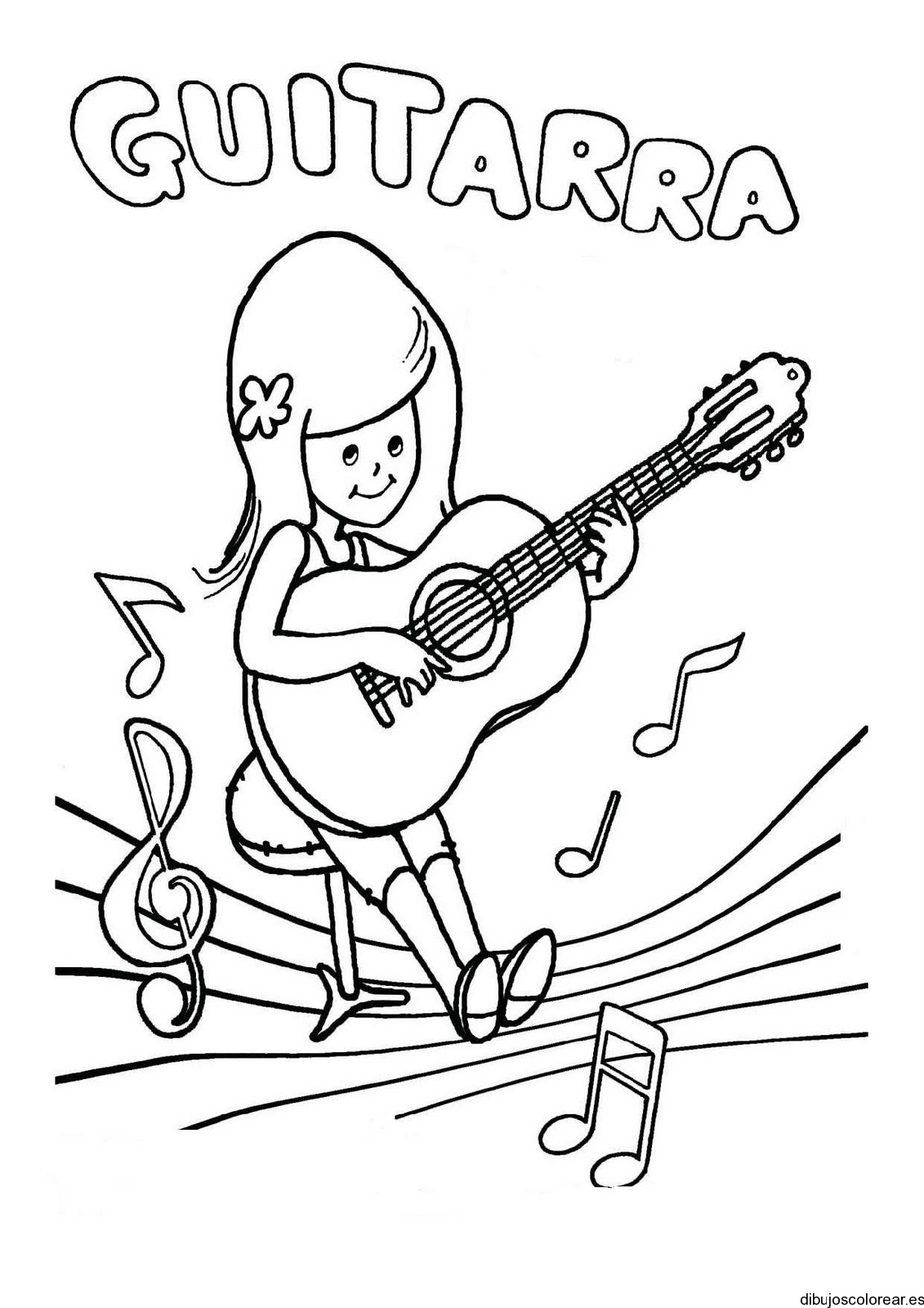 Dibujo De Una Ni A Tocando Guitarra   Dibujos Para Colorear