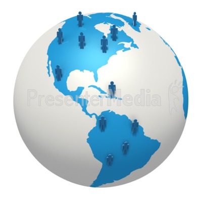 Global Stick Figure North South America Presentation Clipart