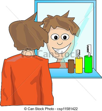 Man Looking In Mirror Clipart Vector Young Man Looking