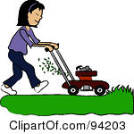 Mowing A Lawn With A Mower Red Haired Caucasian Boy Mowing A Lawn With