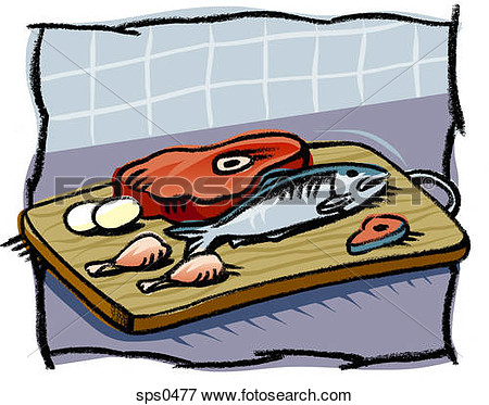 Picture Of Some Seafood Poultry And Meat Sps0477   Search Eps Clipart