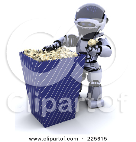 Royalty Free  Rf  Clipart Illustration Of A 3d Robot Eating From A