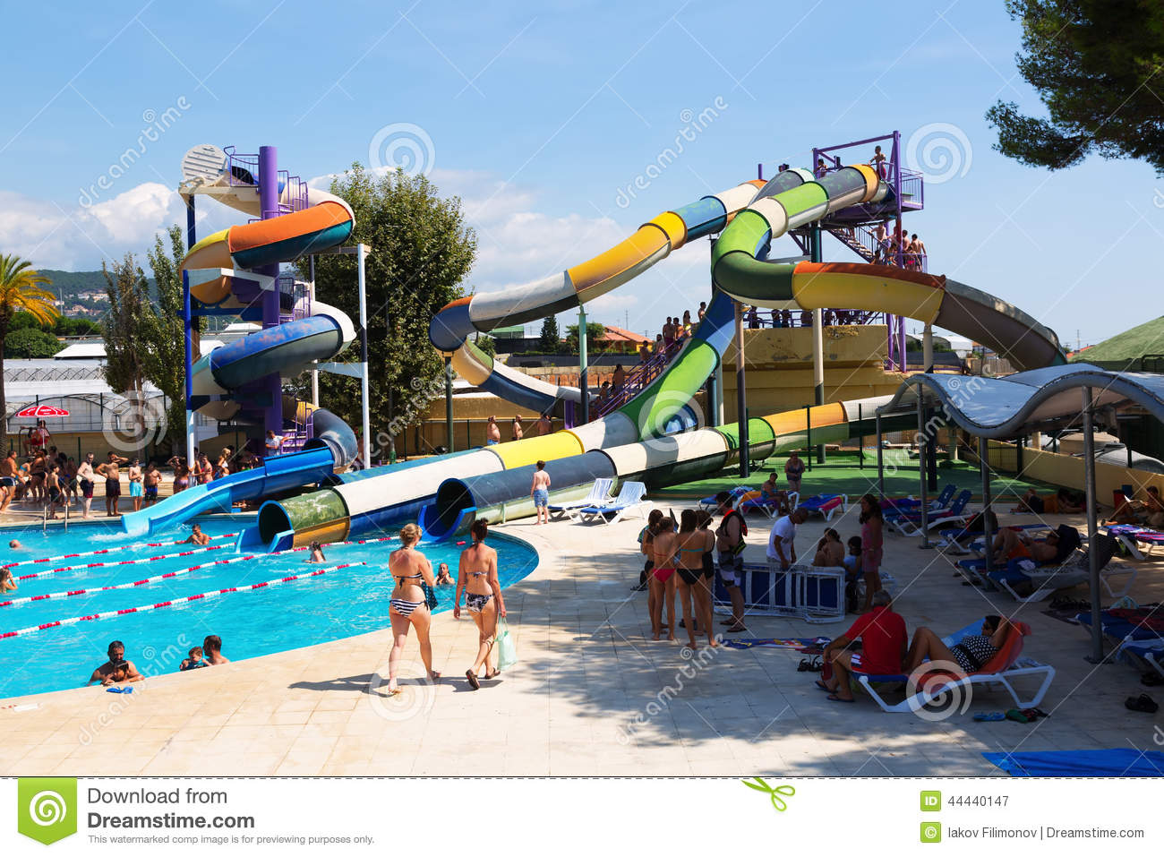Slides At Illa Fantasia Barcelona S Water Park Editorial Photography