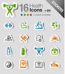Stickers Health And Fitness Icons Stickers Health And Fitness Icons