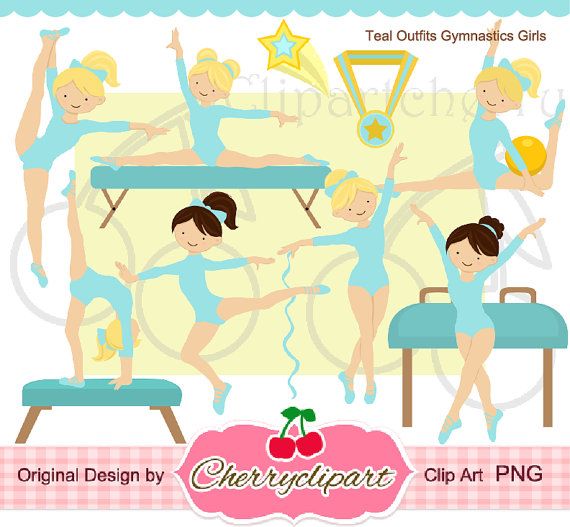 Teal Outfits Gymnastics Girls Digital Clipart Setbedrooms Redo Bella    