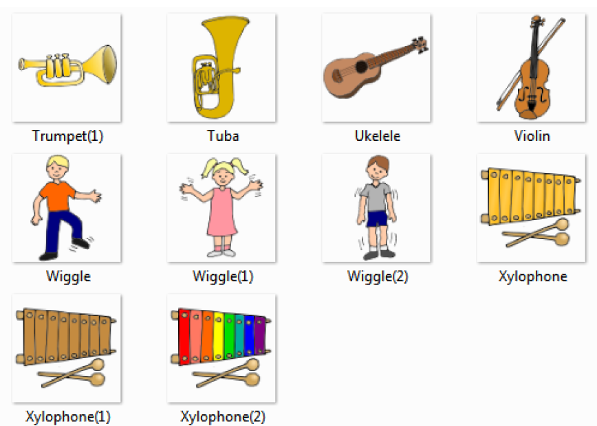 Trumpet  Tuba Ukelele Violin Wiggle Xylophone