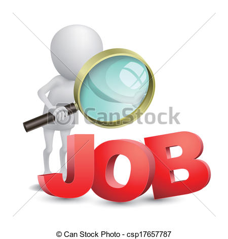 Vector   3d Person With Magnifying Glass Searching For Job   Stock
