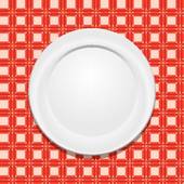 Vector Art   Vector Red Picnic Tablecloth And Empty Plate   Clipart