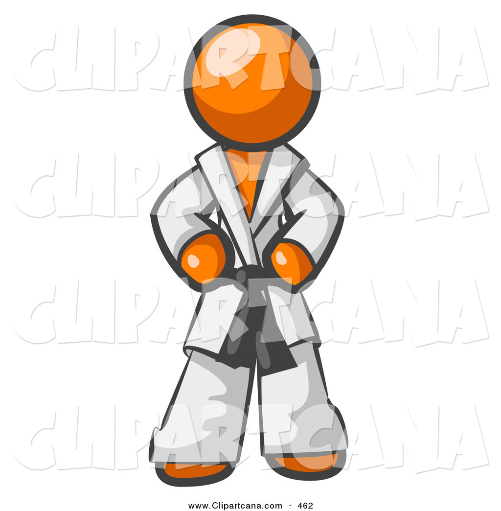 Vector Clip Art Of A Tough Orange Man In A White Karate Suit Gi And A