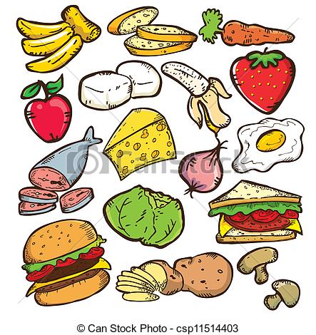 Vector   Healthy Food Color Version   Stock Illustration Royalty Free