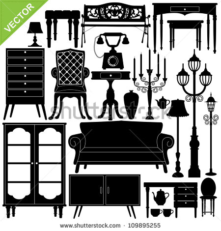 Vintage Couch Clipart Antique Furniture Silhouettes