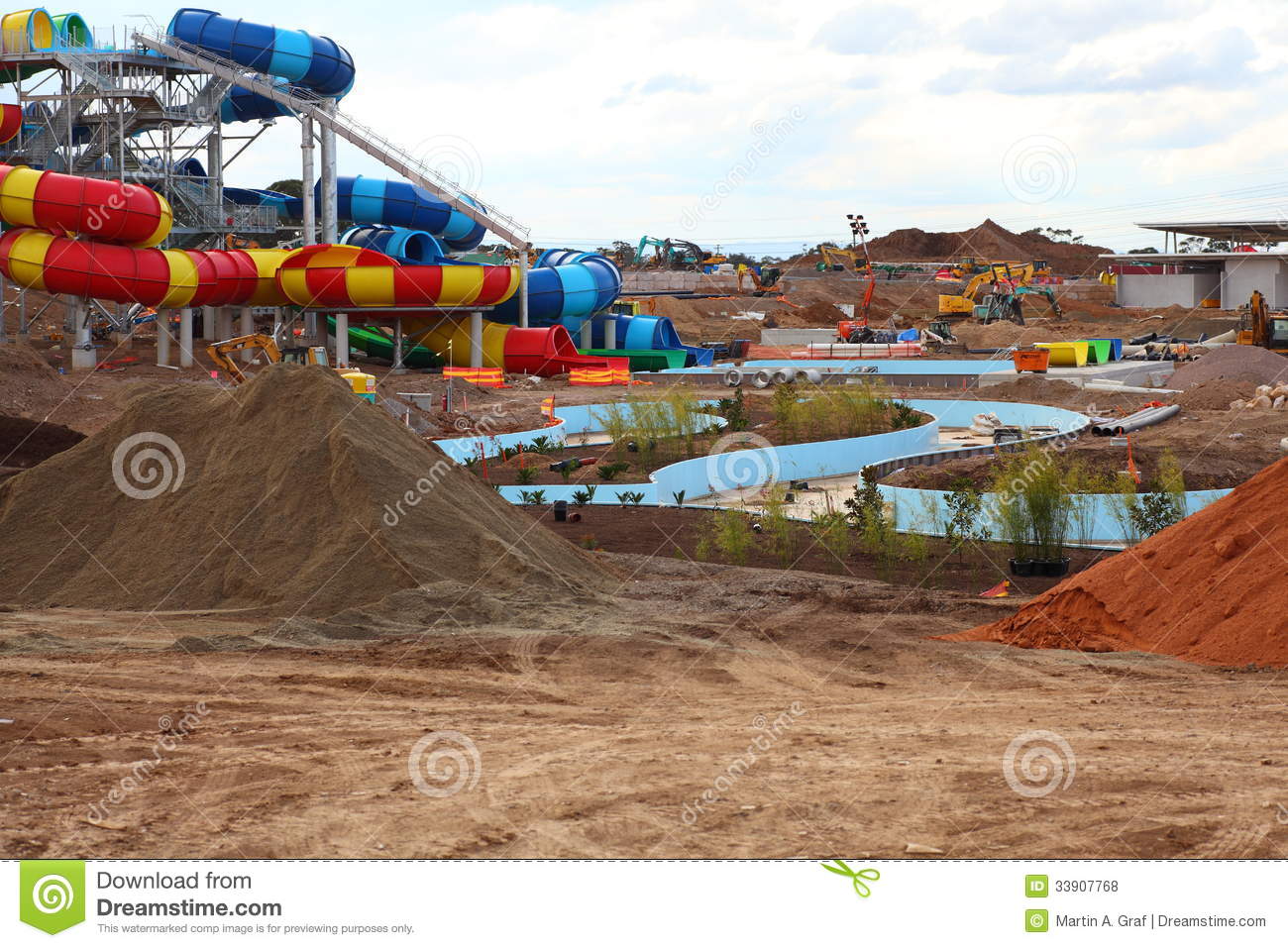 Water Slides In Water Parks Clipart Building Site Water Park