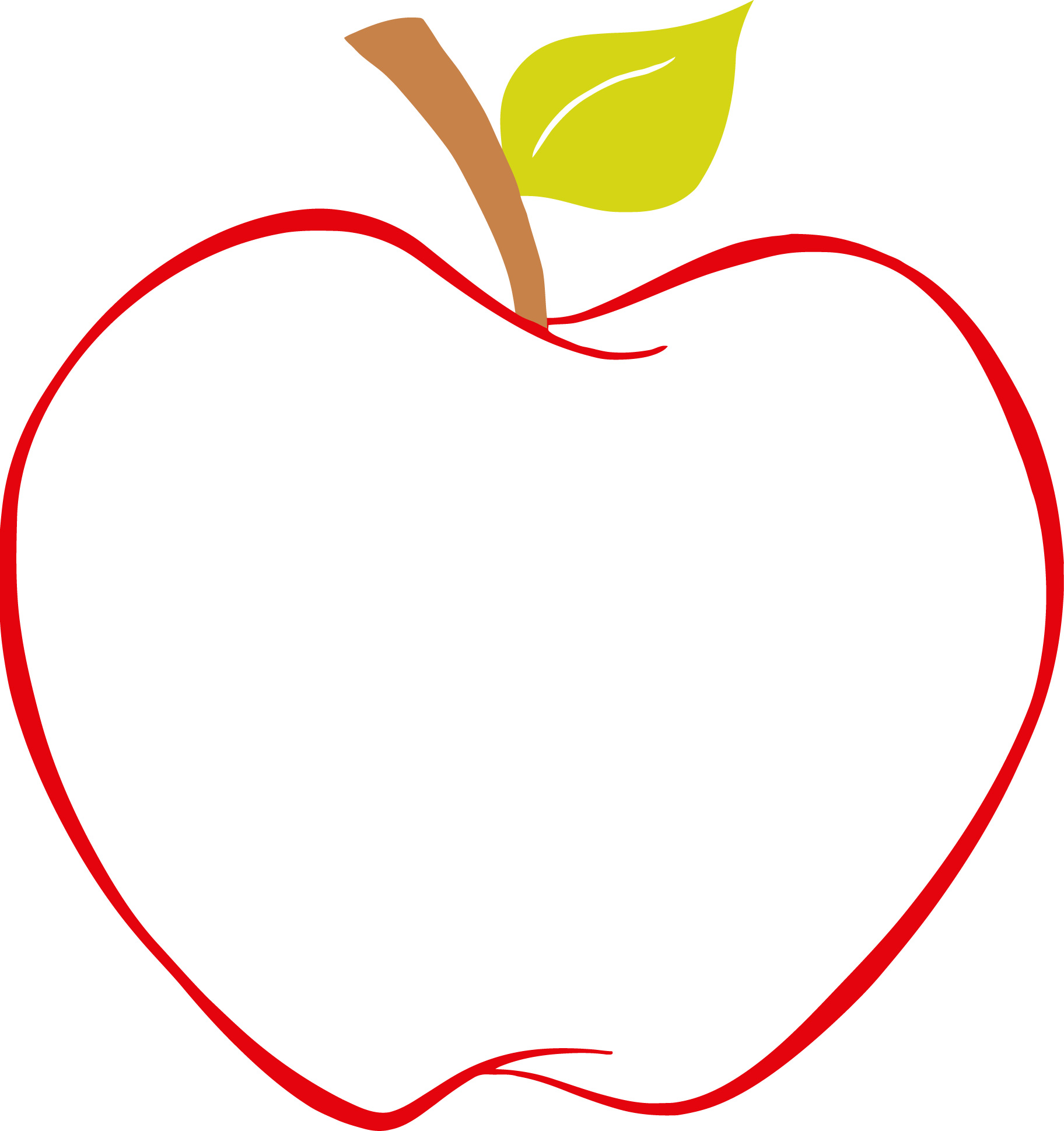 Apple With Red Color Outline For Kids Color Page Of Apple With Red