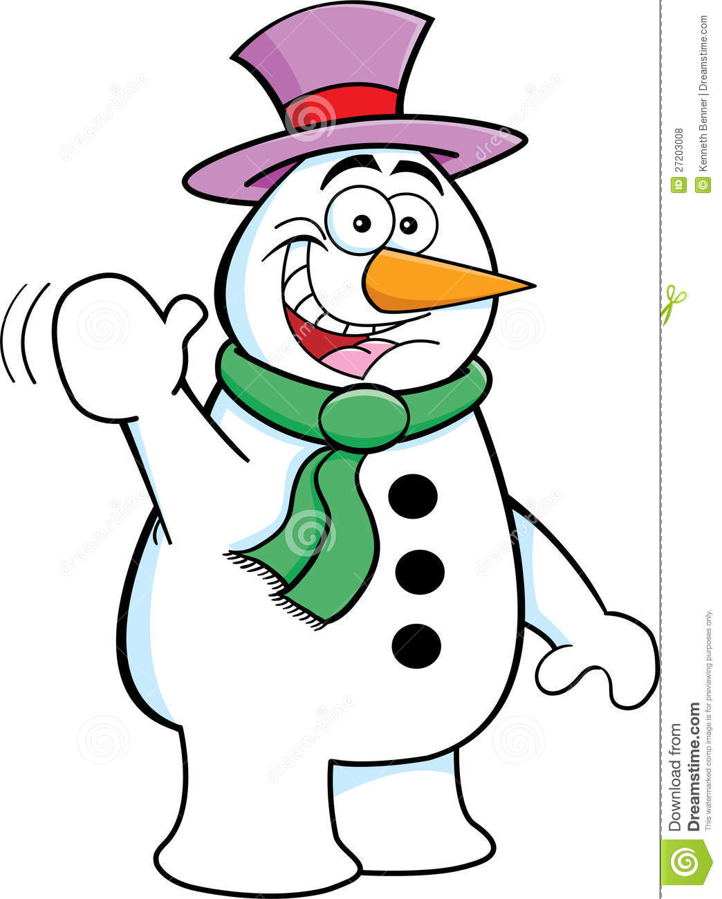 Cartoon Waving Snowman Royalty Free Stock Photos   Image  27203008