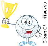 Character Holding A First Place Trophy Royalty Free Vector Clipart