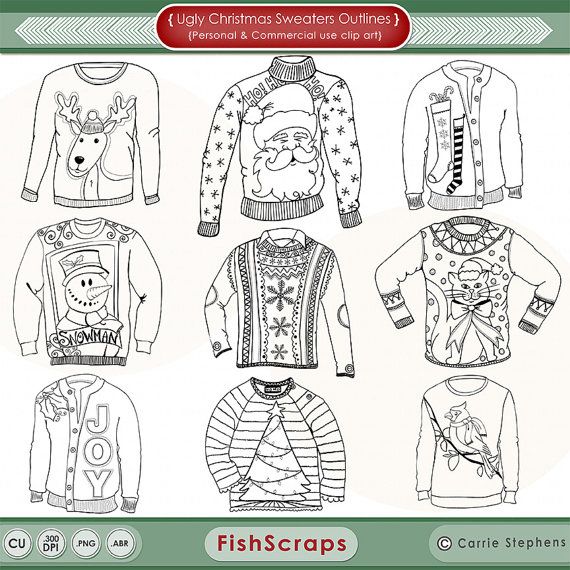 Christmas Ugly Sweater Line Art Coloring Images Christmas Embroidery