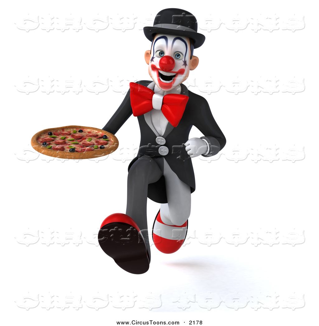Circus Clipart Of A 3d White And Black Clown Running And Holding A