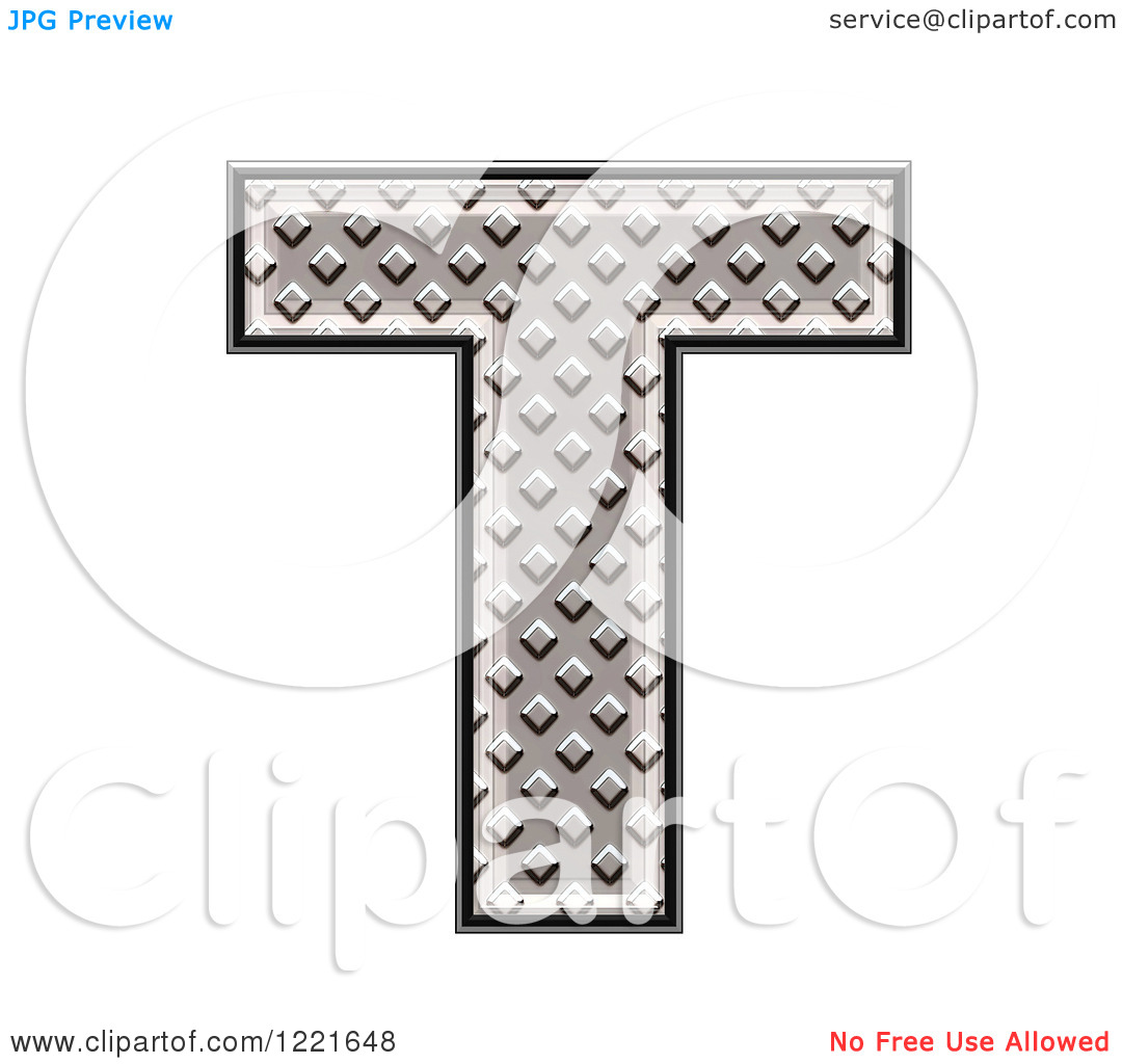 Clipart Of A 3d Diamond Plate Capital Letter T   Royalty Free