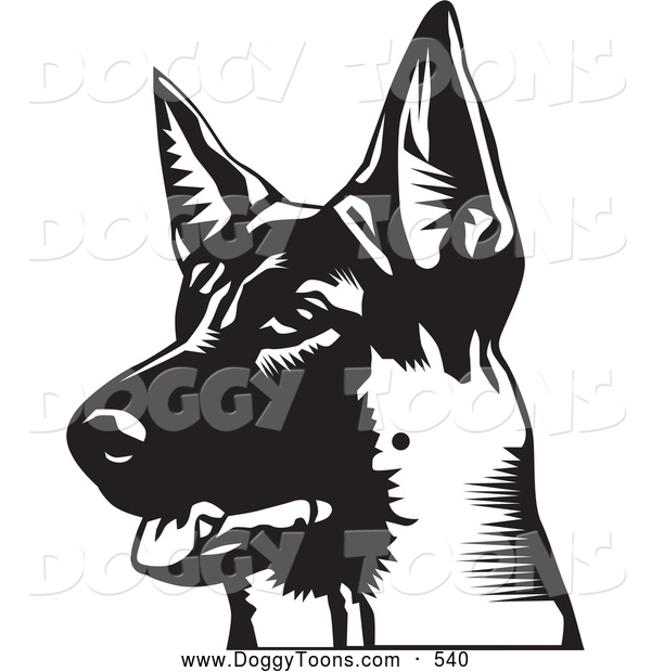 Clipart Of A Cute Alert German Shepherd With His Mouth Slightly Open