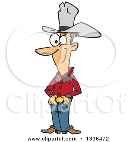 Clipart Of A Parchment Page With A Cartoon Cowboy Swinging A Lasso On