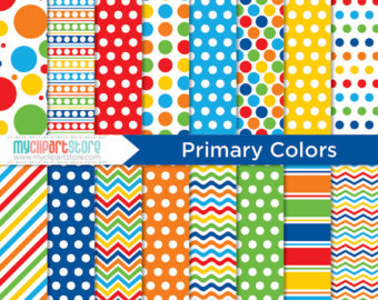 Digital Paper   Primary Colors   Instant Download