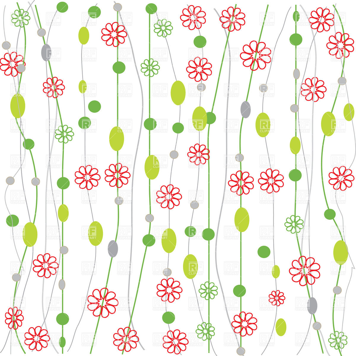 Floral Background Made Of Hand Drawn Twigs With Flowers And Leaves In