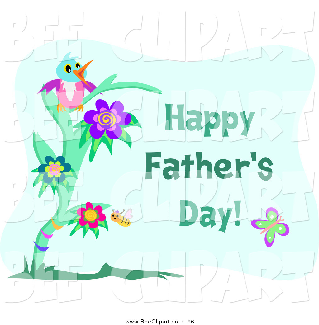 Happy Fathers Day Text On Bluecute Blue Bird On A Tree With Happy