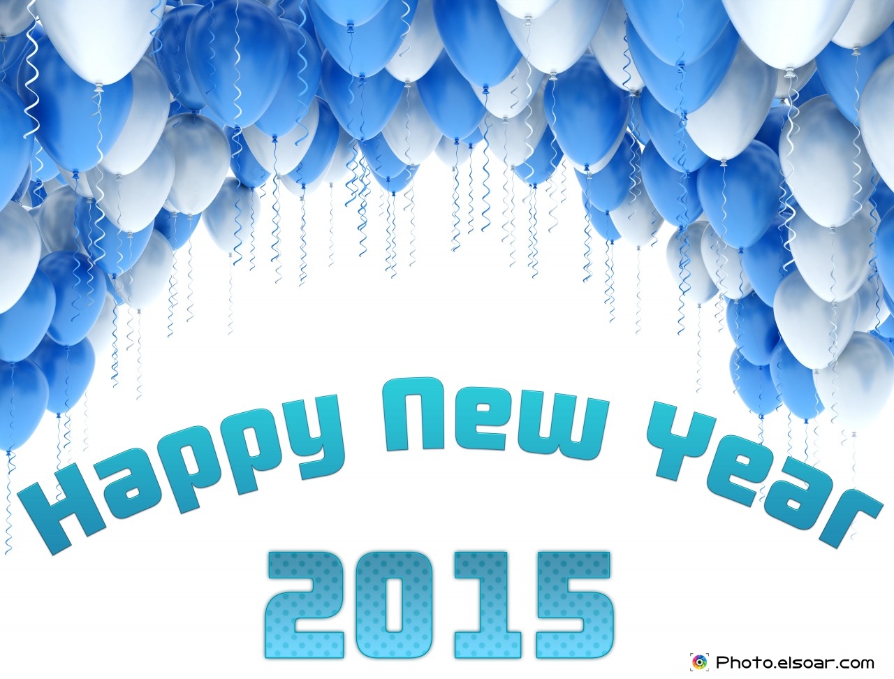 Happy New Year 2015 Messages Blue And White Balloons