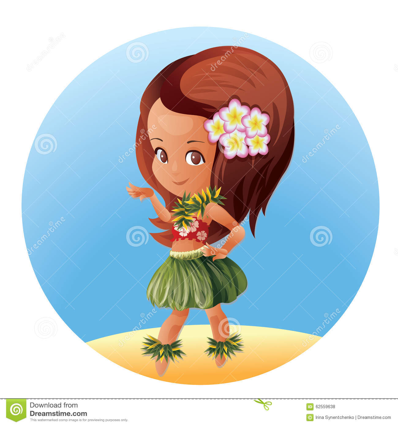 Hula Dancer Hawaiian Cartoon Character Stock Vector   Image  62559638