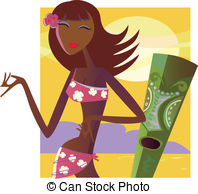 Hula Girl   Exotic Hawaii Girl Vector Illustration Of