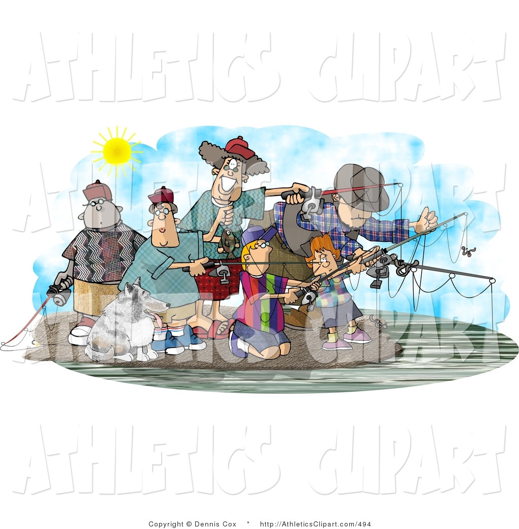 Larger Preview  Clip Art Of Family And Friends Fishing Together At A