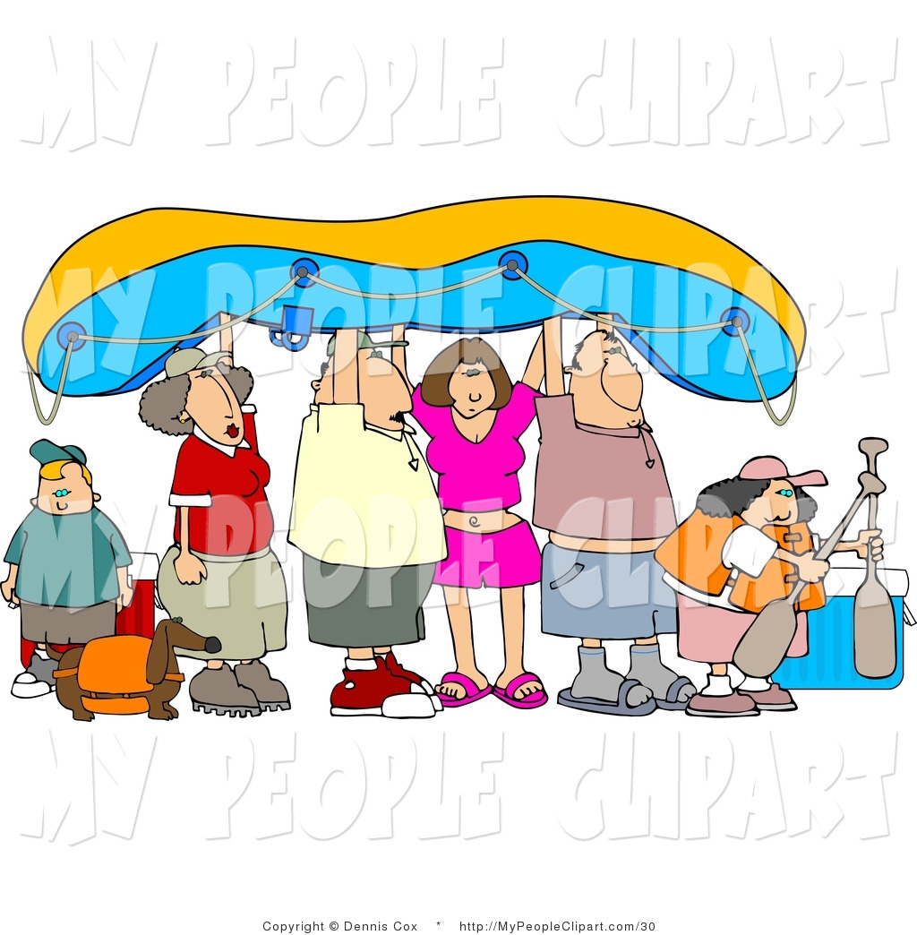 Larger Preview  Clip Art Of Friends And Family Holding Up A River Raft