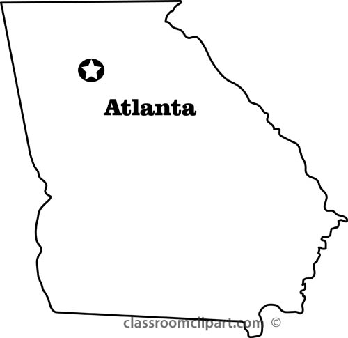 Maps   Georgia State Map Outline Capital Atlanta   Classroom Clipart